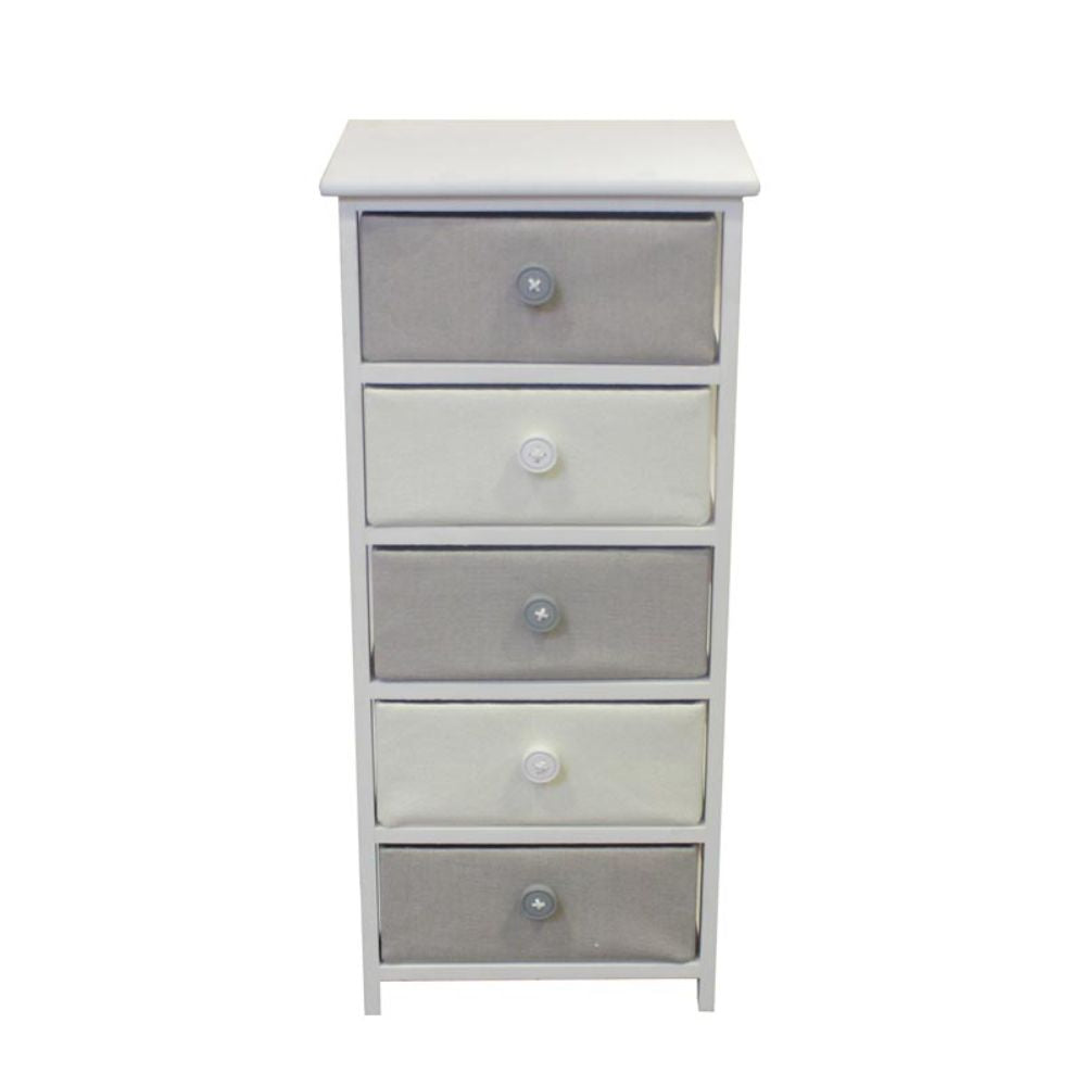 Voluminous Wooden Cabinet With 5 Drawers - Benzara