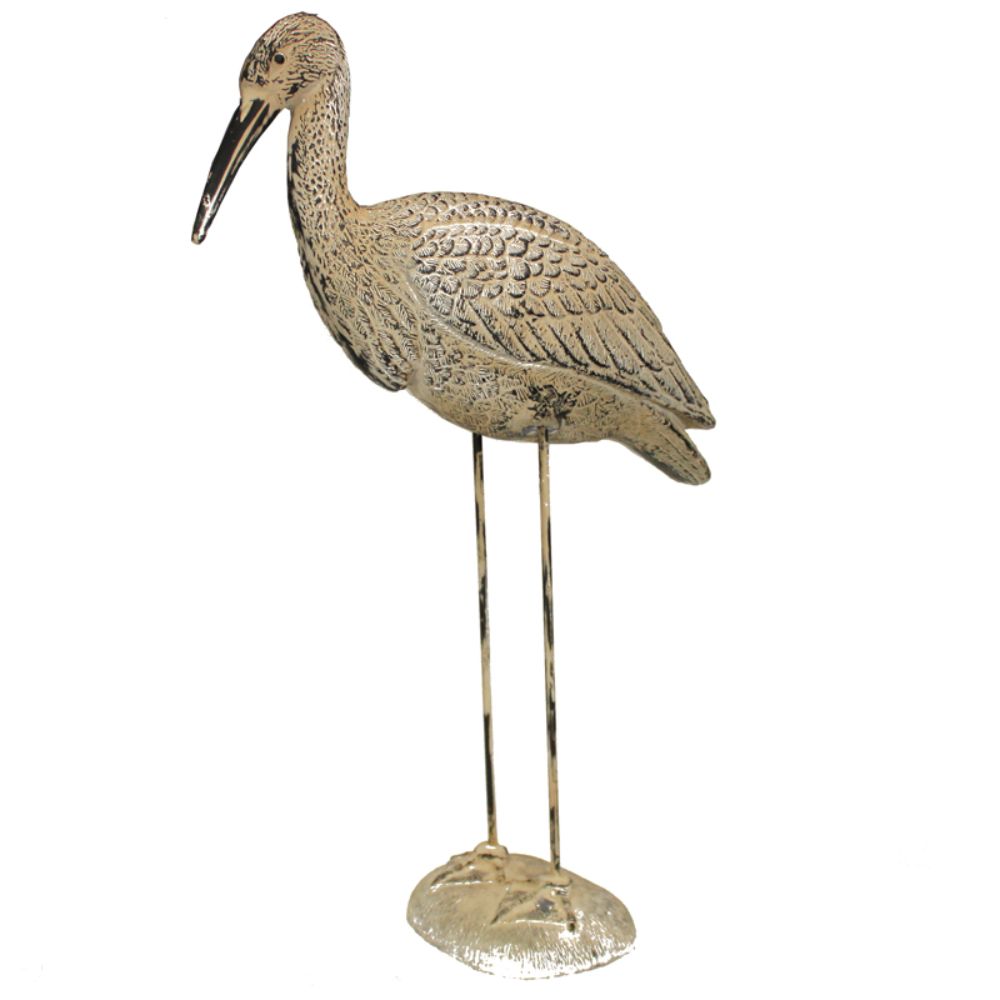 Alluring Fiber Stone Statue Crane - Benzara