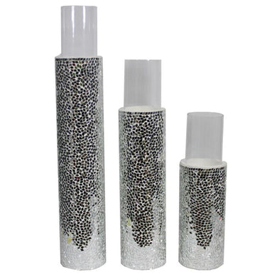 Sublime 3 piece Mosaic pillar Candle Holder - Benzara