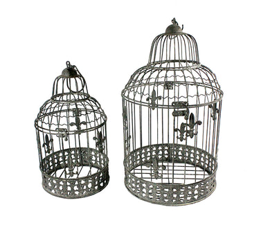 Stylish, Cool Set of 2 Bird Cage Metal Candle Holder