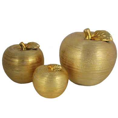 3Pc Ceramic Apples - Gold