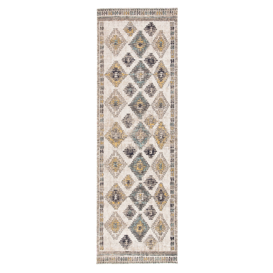 Jaipur Living Dez Indoor/ Outdoor Tribal Blue/ Yellow Runner Rug (2'8