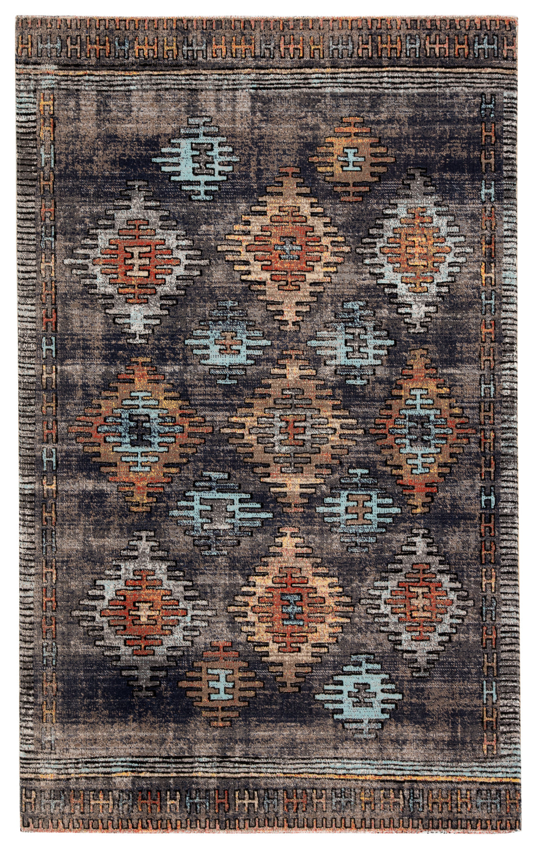 Jaipur Living Dez Indoor/ Outdoor Tribal Blue/ Orange Area Rug (7'6