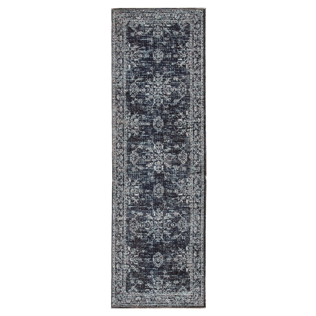 Jaipur Living Fayer Indoor/ Outdoor Medallion Blue/ Black Runner Rug (2'6
