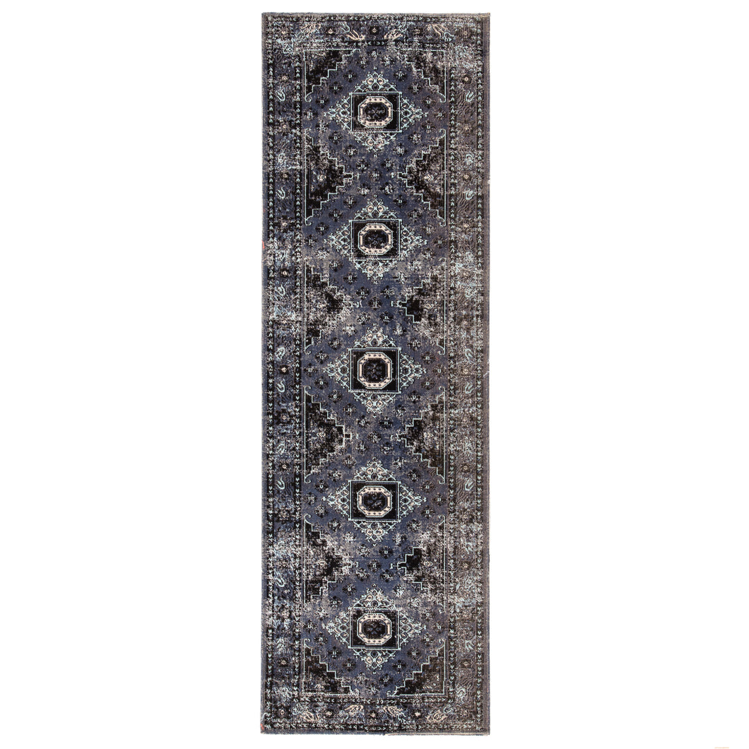 Jaipur Living Westlyn Indoor/ Outdoor Medallion Black/ Blue Runner Rug (2'8