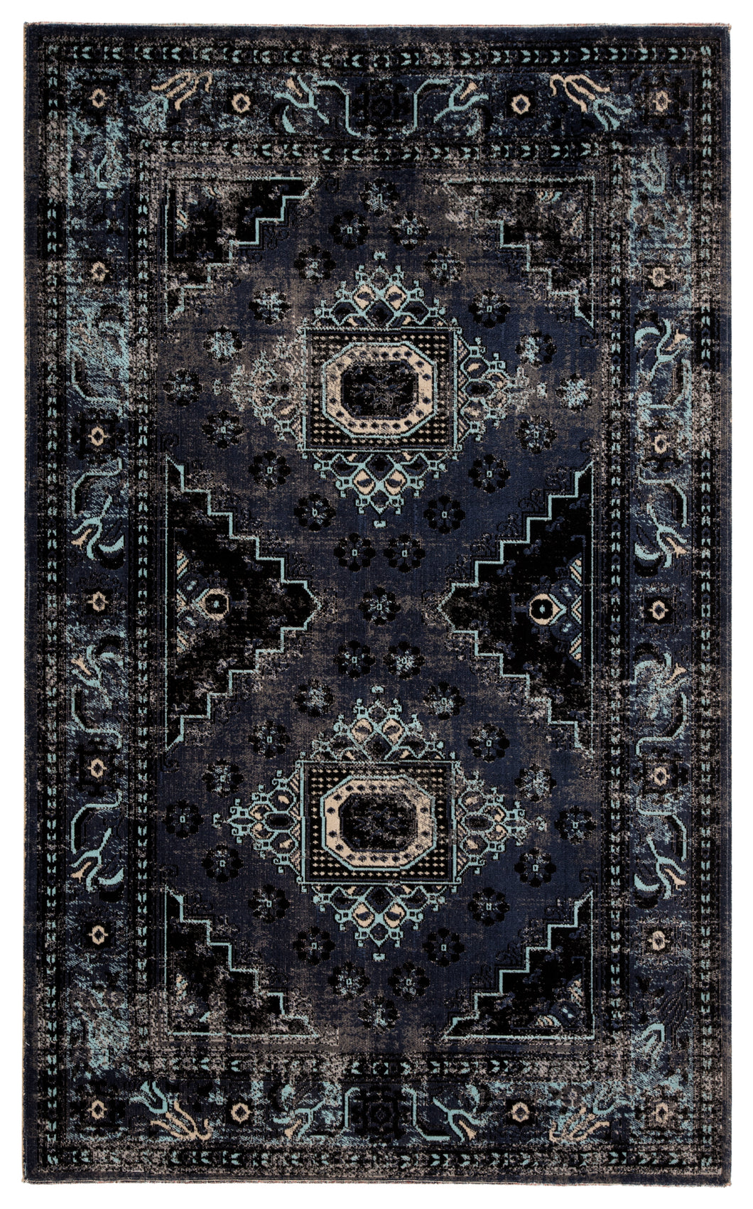 Jaipur Living Westlyn Indoor/ Outdoor Medallion Black/ Blue Area Rug (5'3
