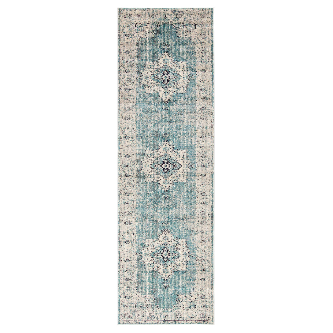 Jaipur Living Sontag Medallion Turquoise/ Gray Runner Rug (2'6