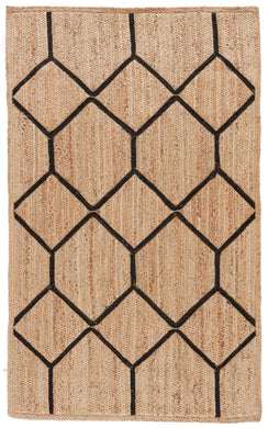 Nikki Chu by Jaipur Living Aten Natural Trellis Beige/ Black Area Rug (8'X10')