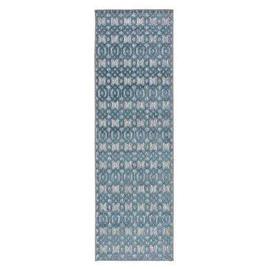 Nikki Chu by Jaipur Living Nolita Indoor/ Outdoor Trellis Gray/ Blue Runner Rug (2'6
