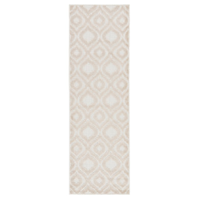 Nikki Chu by Jaipur Living Ezzine Indoor/ Outdoor Trellis Beige/ White Runner Rug (2'6