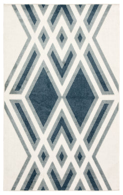 Nikki Chu by Jaipur Living Tasma Indoor/ Outdoor Geometric White/ Blue Area Rug (7'6