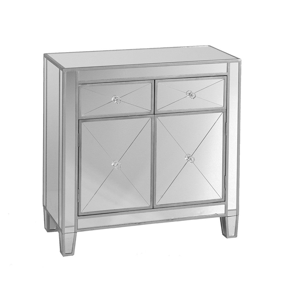 Spacious mirrored Wooden cabinet , Silver