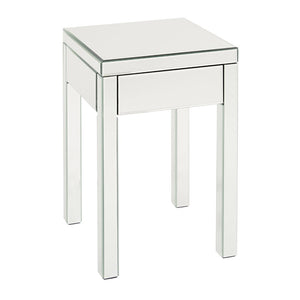 Fine-Looking end table with slide drawer, Silver