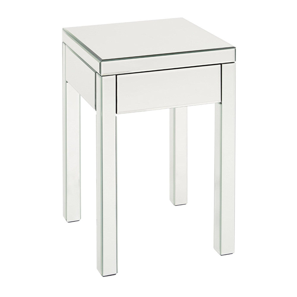 Fine-Looking end table with slide drawer, Silver