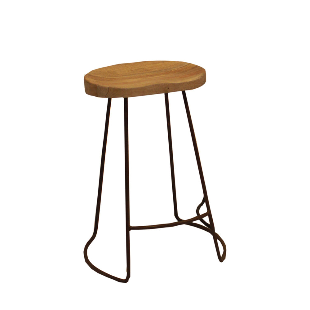 The Urban Port Brand Attractive Wooden Barstool With Iron Legs (Short)