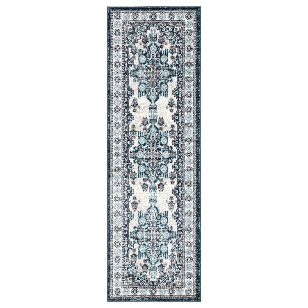 Jaipur Living Haverhill Medallion Turquoise/ White Runner Rug (2'7