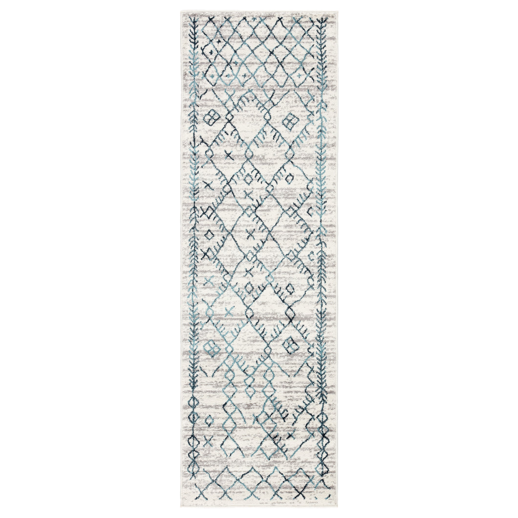 Jaipur Living Copeland Trellis White/ Teal Runner Rug (2'7