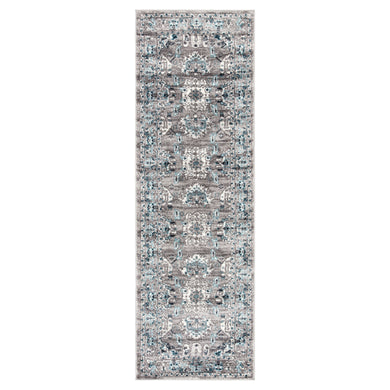Jaipur Living Lyme Medallion Light Gray/ Turquoise Runner Rug (2'7