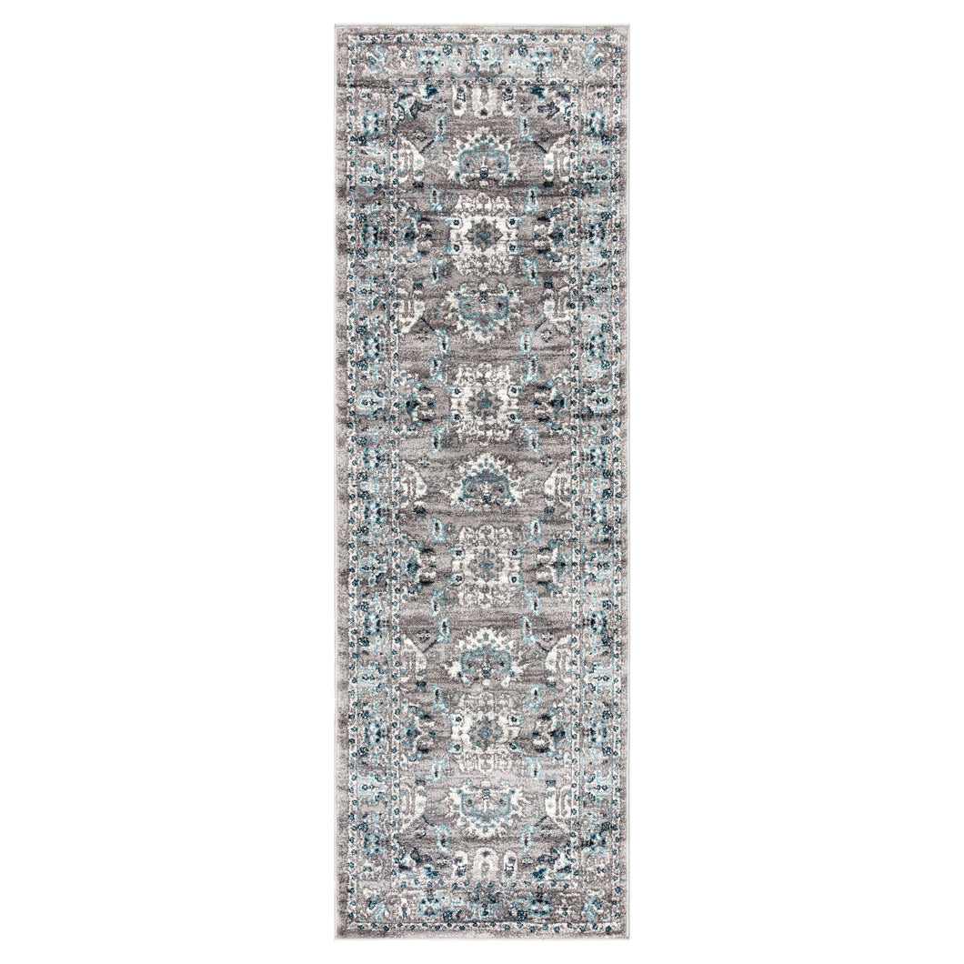 Jaipur Living Lyme Medallion Light Gray/ Turquoise Runner Rug (2'7