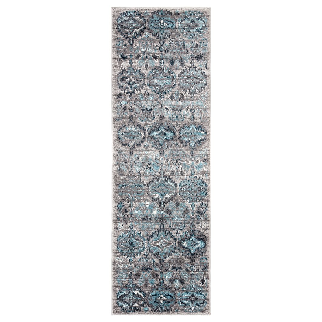 Jaipur Living Carney Ikat Gray/ Turquoise Runner Rug (2'7