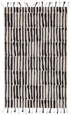 Nikki Chu by Jaipur Living Saville Handmade Tribal Black/ Ivory Area Rug (5'X8')