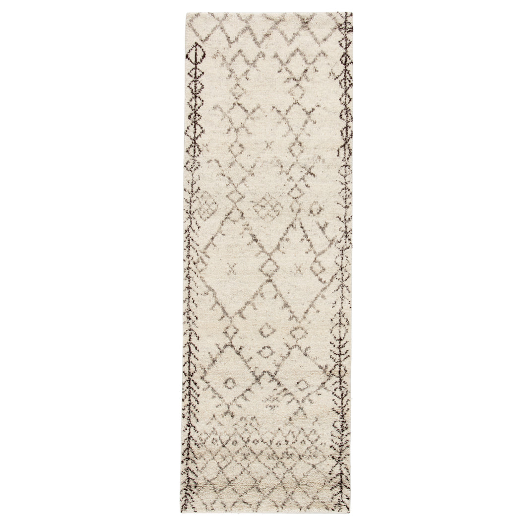 Jaipur Living Zola Hand-Knotted Geometric Ivory/ Brown Runner Rug (2'6