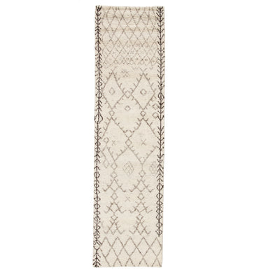 Jaipur Living Zola Hand-Knotted Geometric Ivory/ Brown Runner Rug (2'6