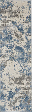 Nourison Rustic Textures RUS08 Blue and Grey 8' Runner  Hallway Rug