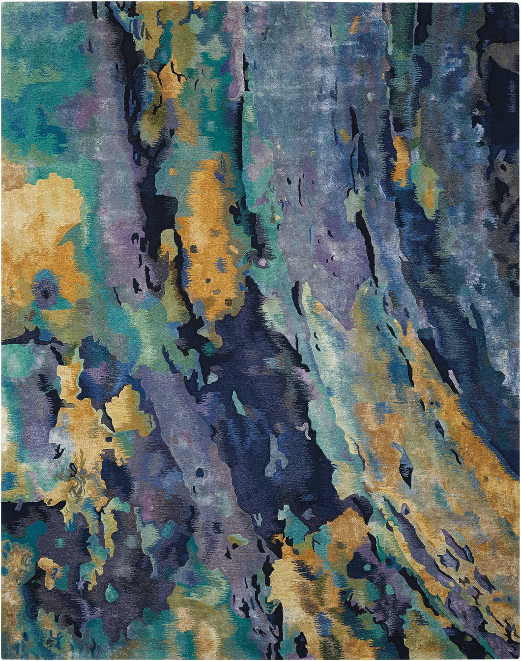 Nourison Prismatic PRS09 Blue and Gold 10'x14' Oversized  Rug