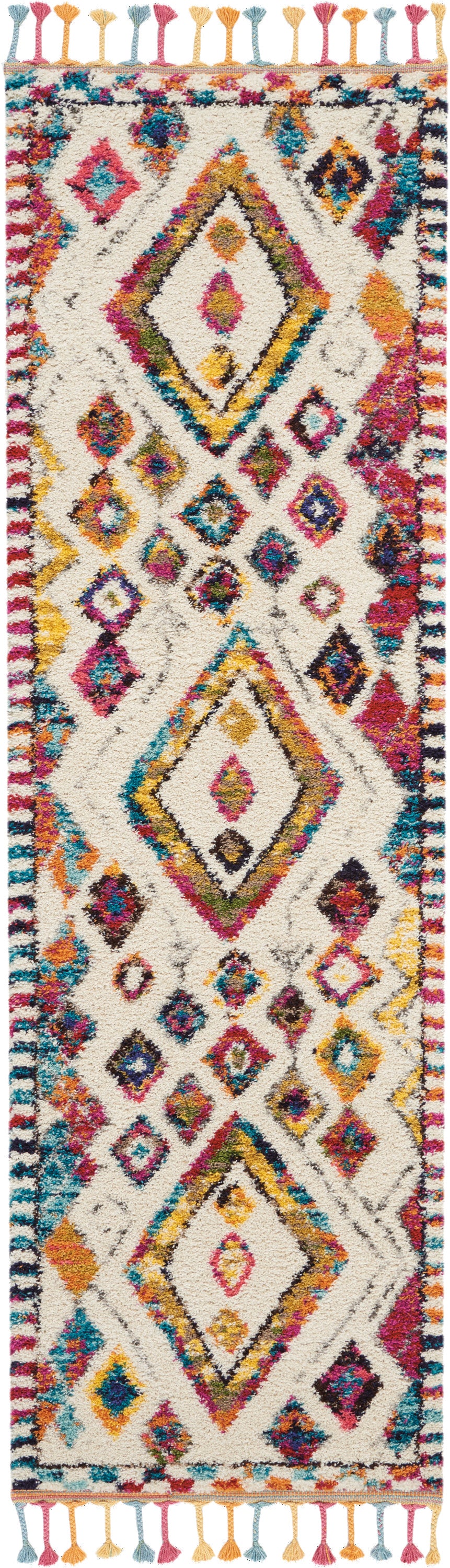 Nourison Nomad NMD02 White Multicolor 6' Runner  Hallway Rug
