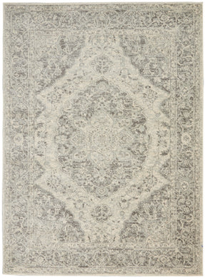 Nourison Tranquil TRA05 Grey and White 6'x9' Vintage Area Rug