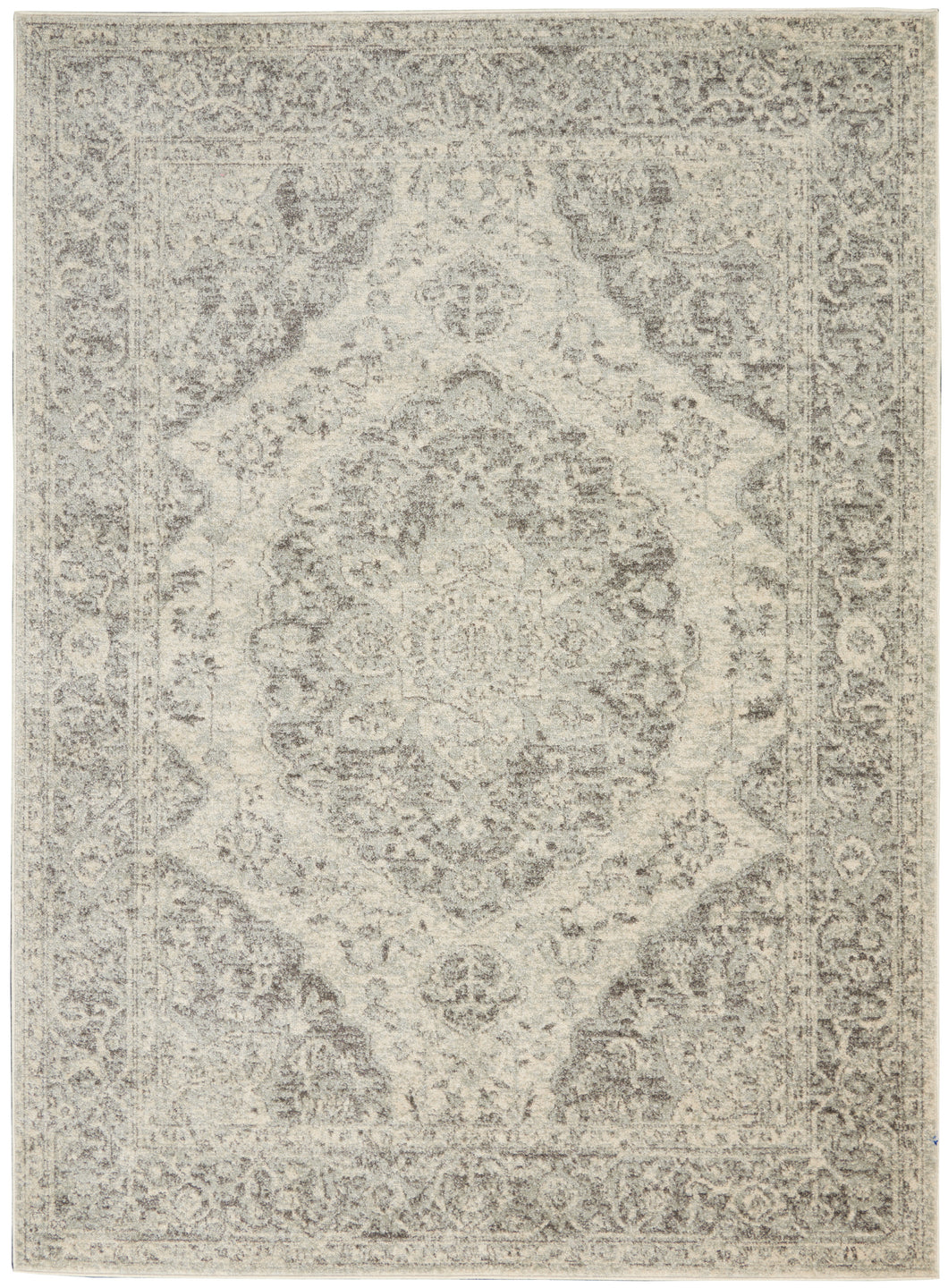 Nourison Tranquil TRA05 Grey and White 6'x9' Vintage Area Rug