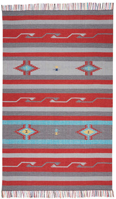 Nourison Baja BAJ01 Grey and Red 5'x7' Southwestern Area Rug
