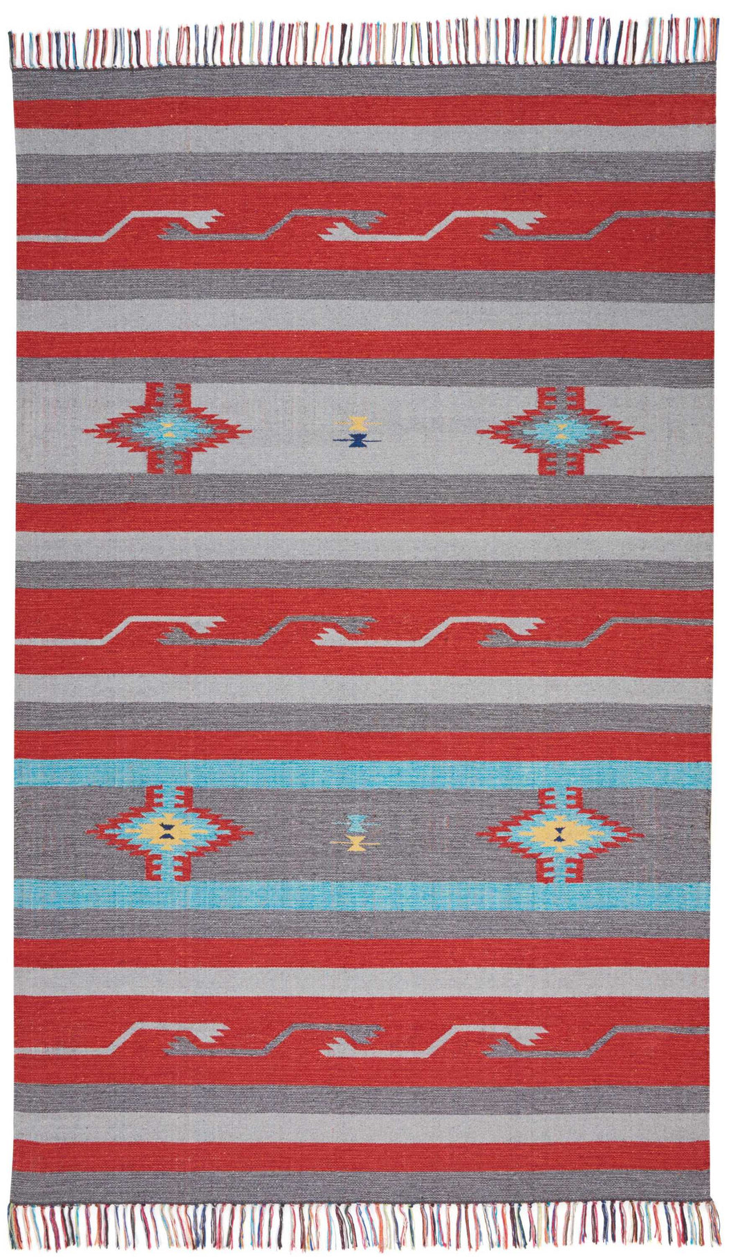 Nourison Baja BAJ01 Grey and Red 5'x7' Southwestern Area Rug