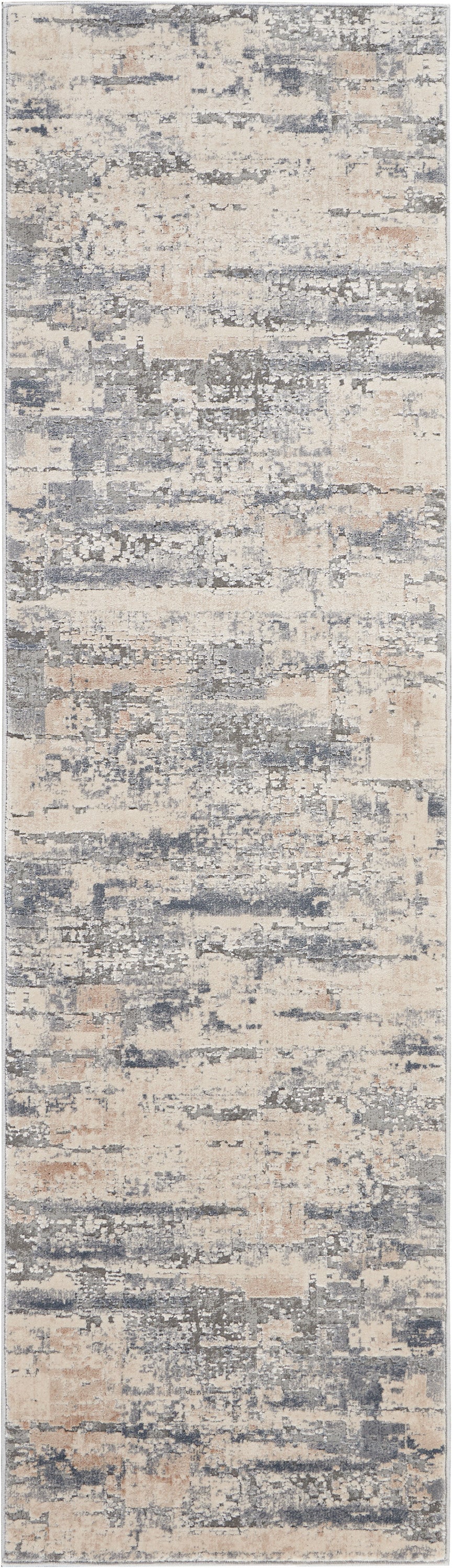 Nourison Rustic Textures RUS04 Beige and Grey 8' Runner  Hallway Rug