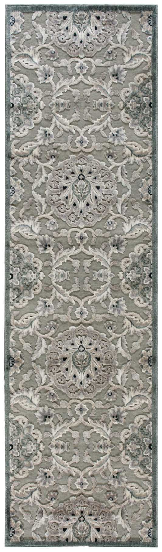 Nourison Graphic Illusions GIL12 Grey 8' Runner  Hallway Rug