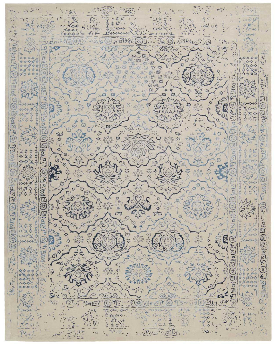 Nourison Symphony SYM14 Blue and Ivory 8'x11'   Rug