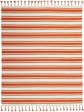 Nourison Rio Vista DST01 White and Orange 8'x11' Oversized Flat Weave Rug