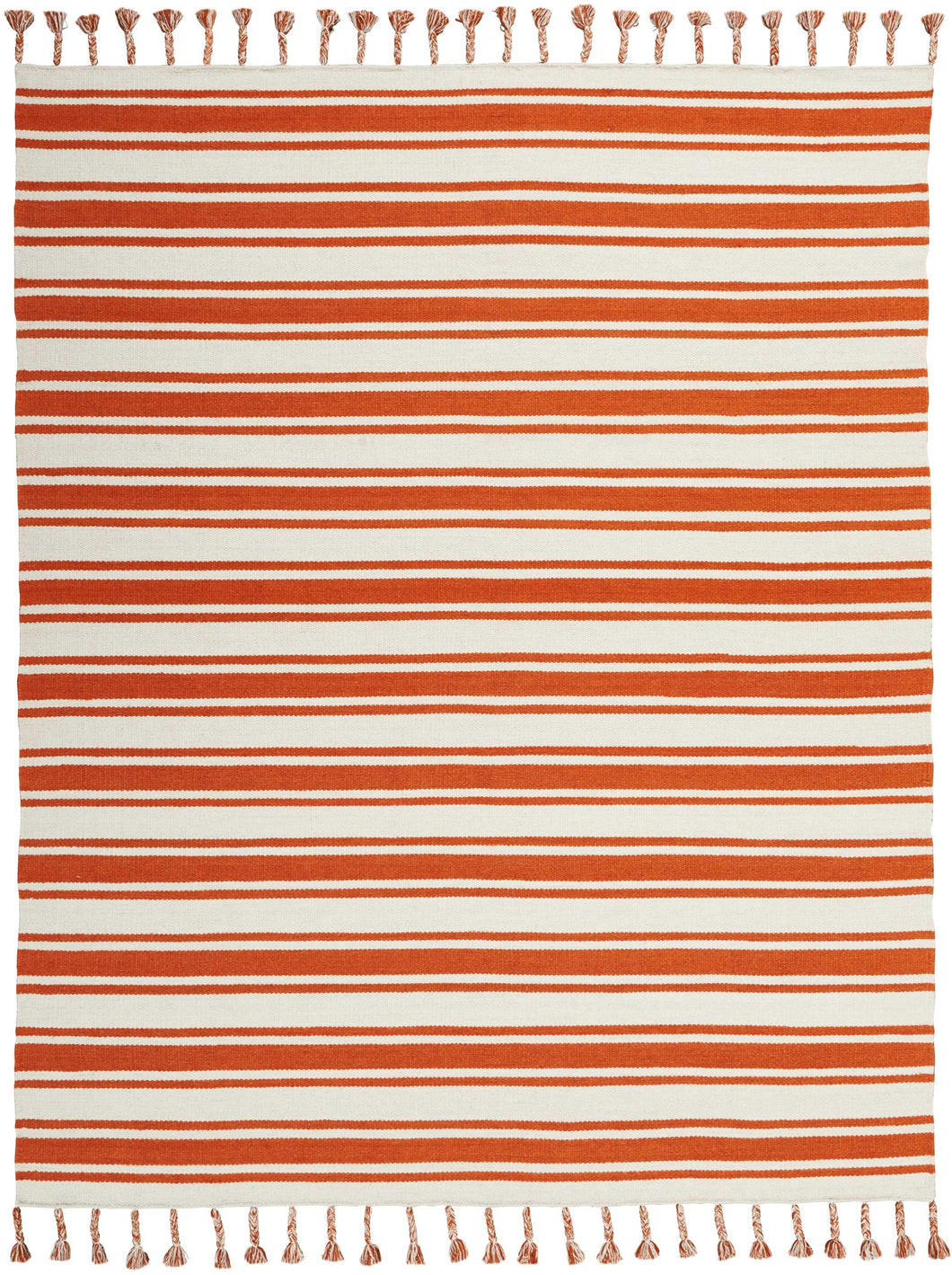 Nourison Rio Vista DST01 White and Orange 8'x11' Oversized Flat Weave Rug