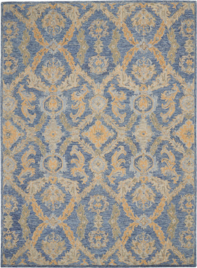 Nourison Azura AZM03 Navy and Gold 8'x11' Pure Wool Handcrafted Rug