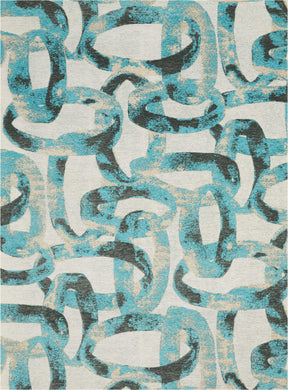 Studio NYC Organic Modern OM004 Turquoise Blue and Grey 5'x7' Contemporary Area Rug