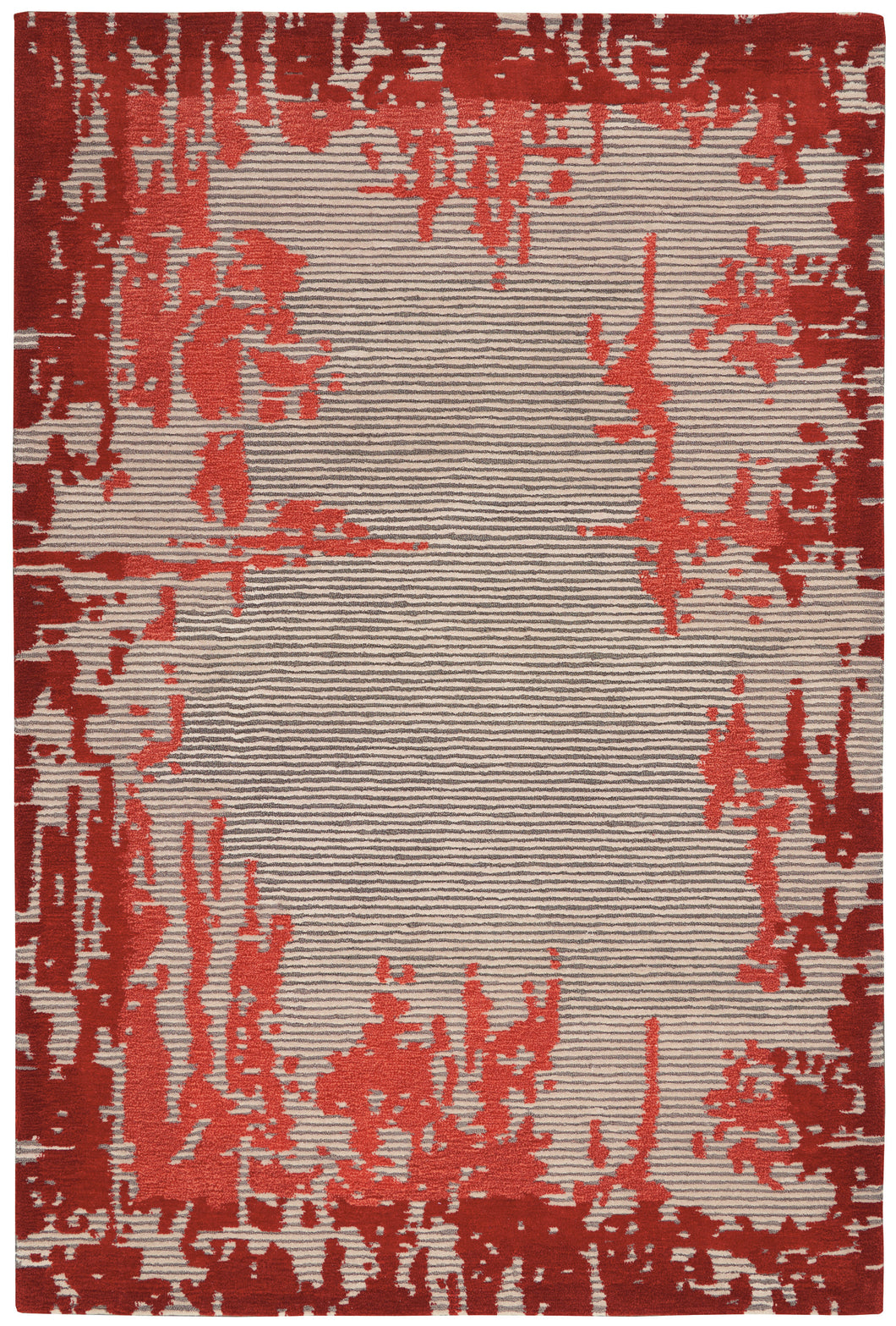 Nourison Symmetry SMM02 Ivory and Red 5'x8'  Area Rug