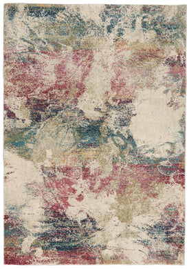 Nourison Fusion FSS17 White Multicolor 4'x6' Low-pile Shag Area Rug