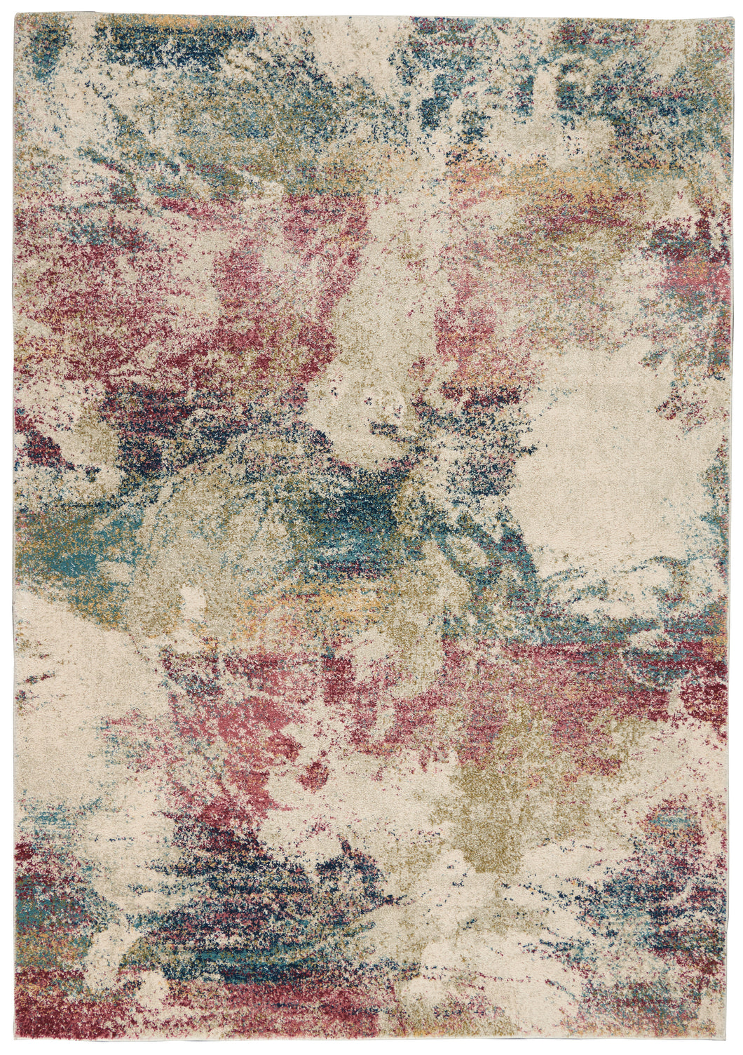 Nourison Fusion FSS17 White Multicolor 4'x6' Low-pile Shag Area Rug