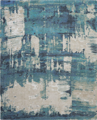 Nourison Corsica Shag CRC01 Blue and White 8'x10' Large Handcrafted Rug