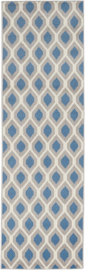 Nourison Grafix GRF22 Blue and Grey 8' Runner  Hallway Rug