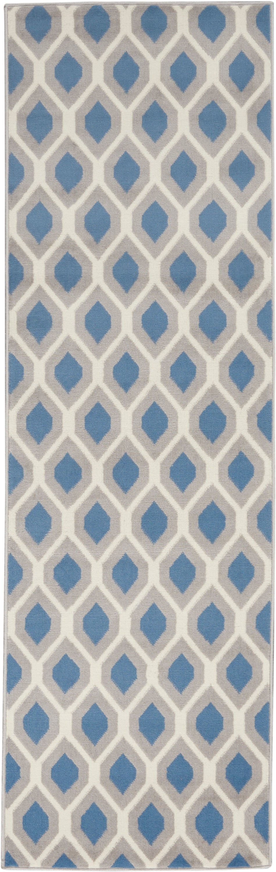 Nourison Grafix GRF22 Blue and Grey 8' Runner  Hallway Rug