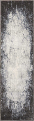 Nourison Maxell MAE01 Grey and White 8' Runner  Hallway Rug
