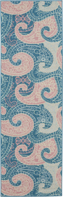 Nourison Jubilant JUB13 Pink and Blue 7' Runner Low-pile Hallway Rug