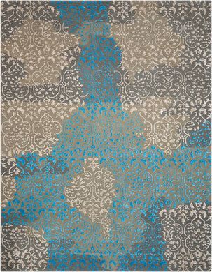 Nourison Opaline OPA13 Blue and White 8' Runner  Hallway Rug